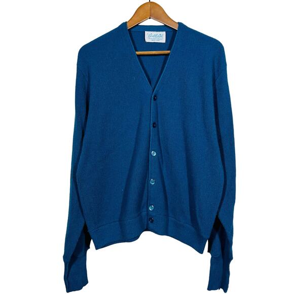 Vintage 80s Cindy Palmer Academic Cardigan Custom Button Front Teal - L - Picture 1 of 7